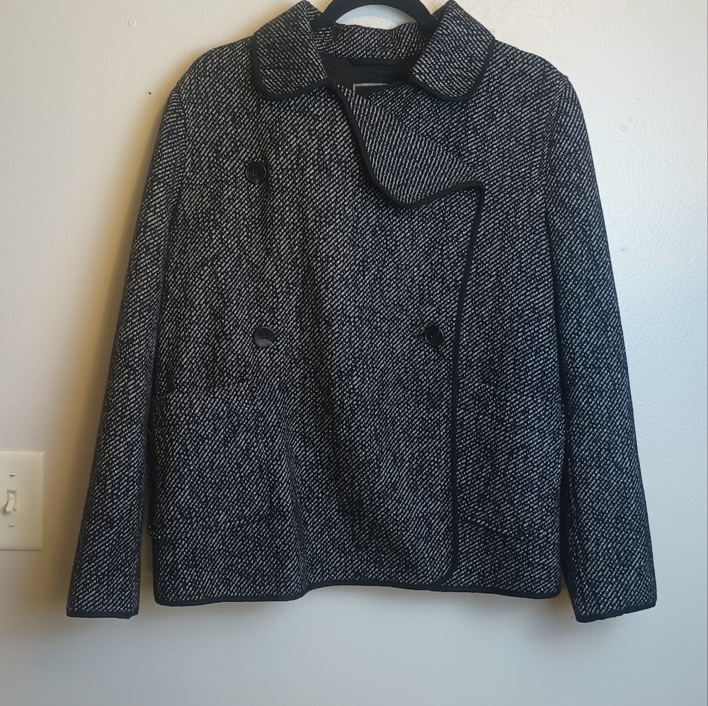 Lucky Brand‎ Tweed Blazer Women's Black and White Wool Blend Medium